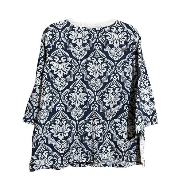 Hot Cotton Tunic Top Womens XL Multicolor Boho Artsy Print Linen Blend Blouse - Picture 6 of 9